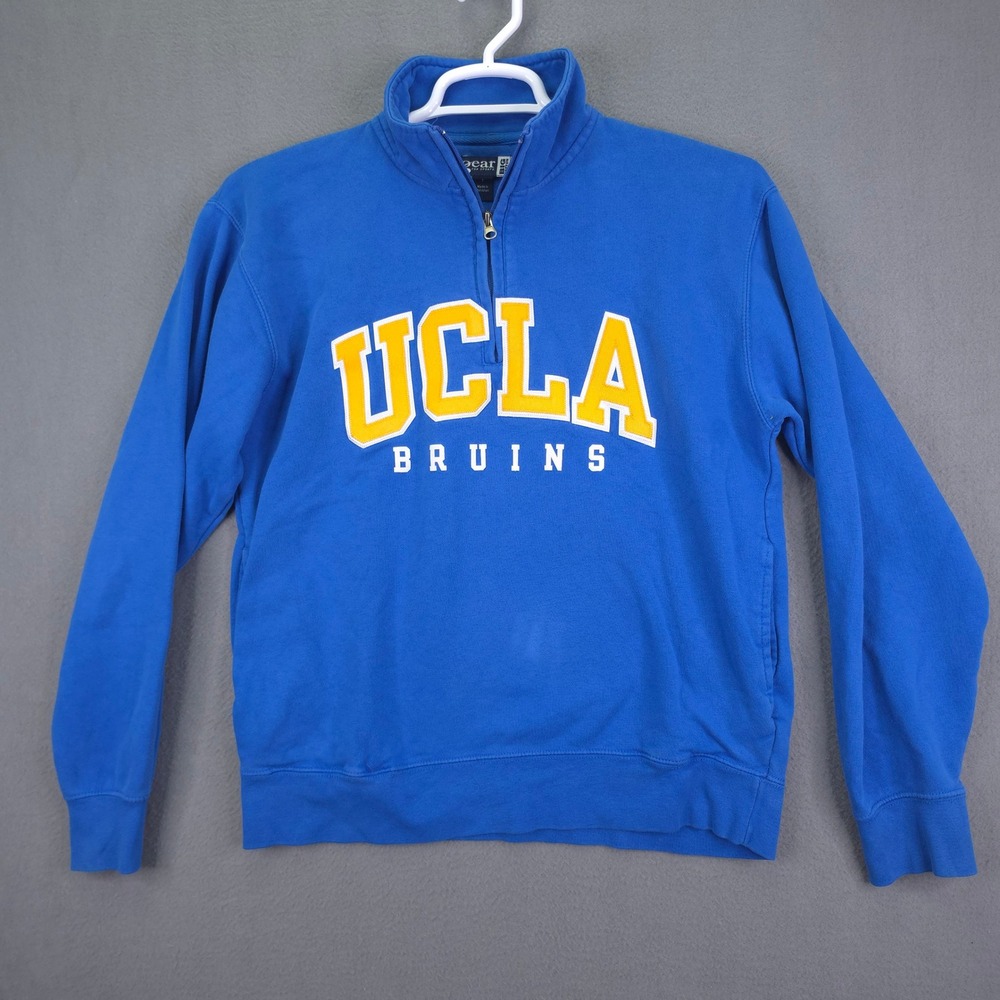 UCLA Bruins Quarter Zip Gear Pullover Sweatshirt Blue Small Cotton NCAA Vintage